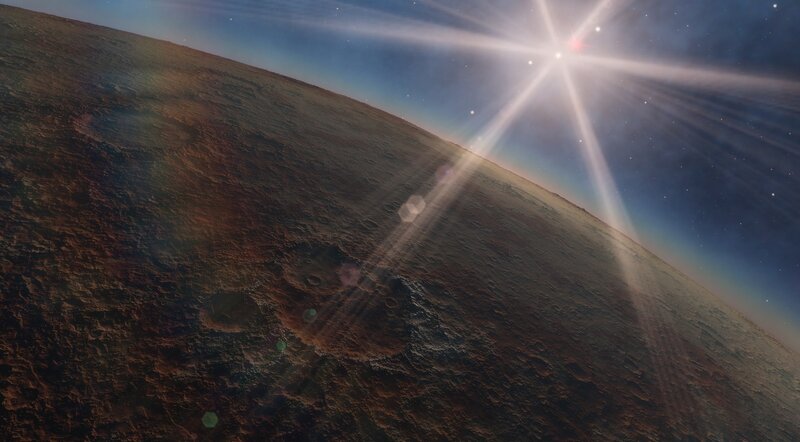 alien planet surface with star