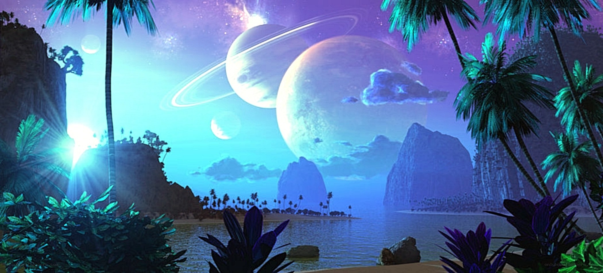 alien planet tropical scene