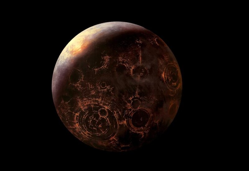 alien planet with ancient markings