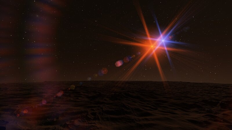 alien planet with bright star