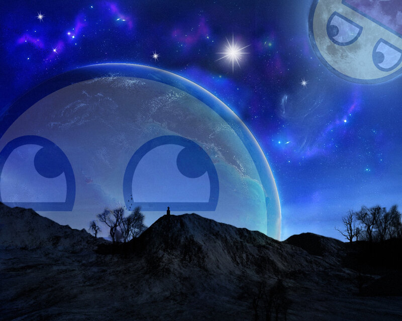 alien planet with eyes