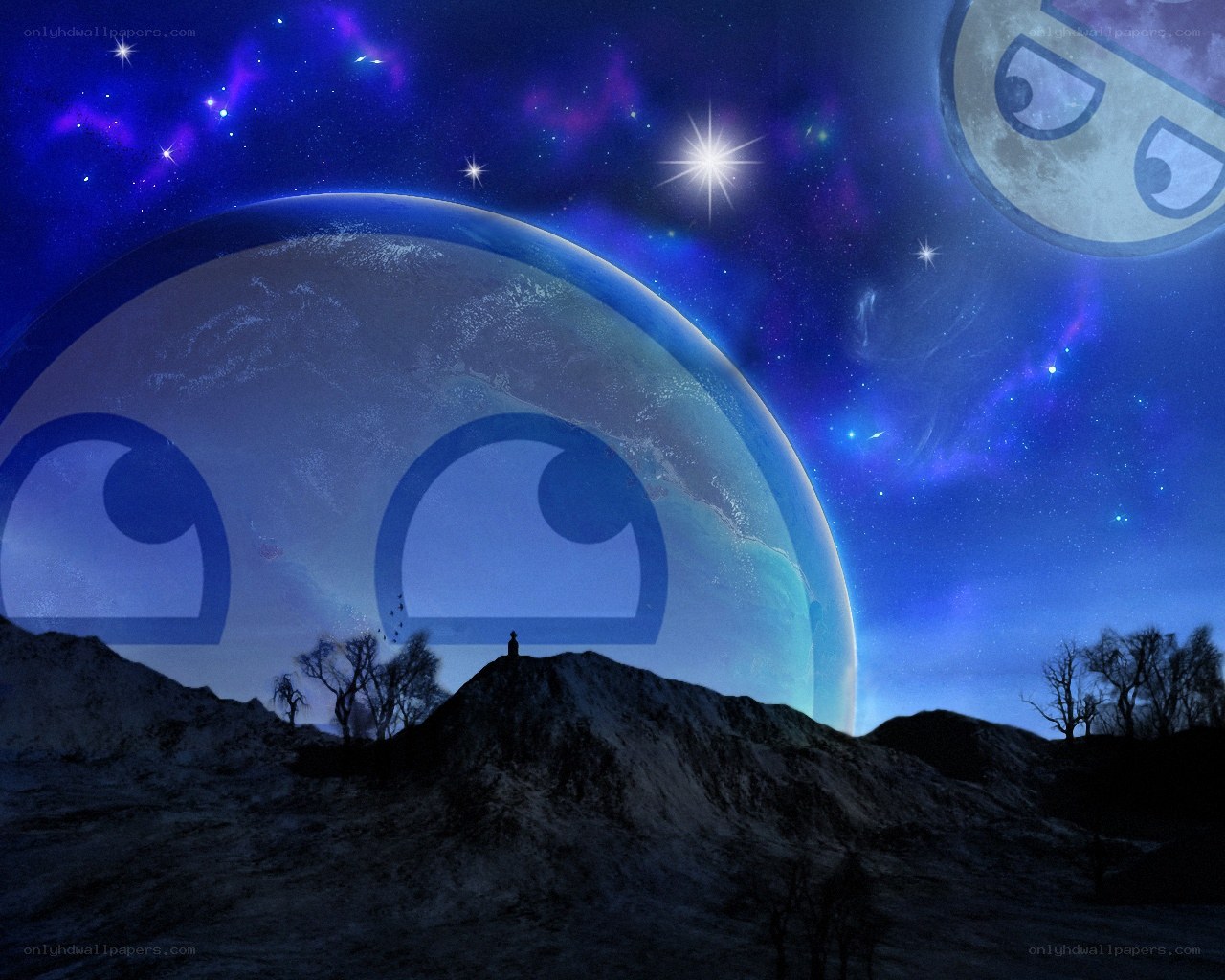 alien planet with eyes