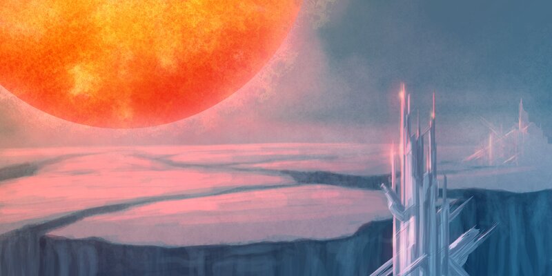 alien planet with giant sun