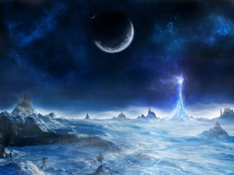 alien planet with glowing beam