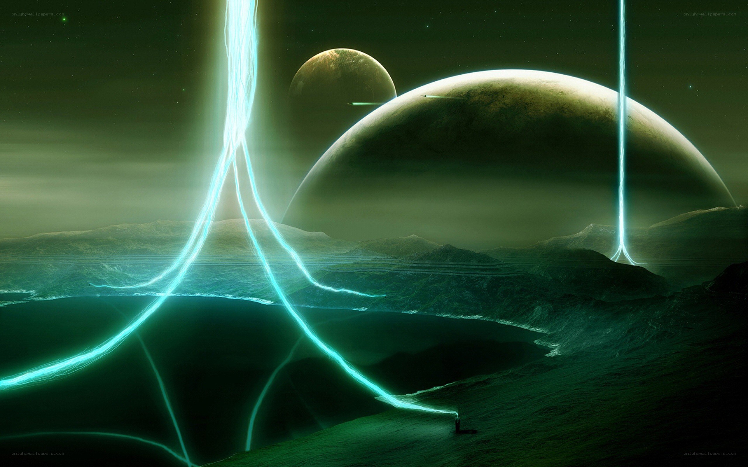 alien planet with glowing energy