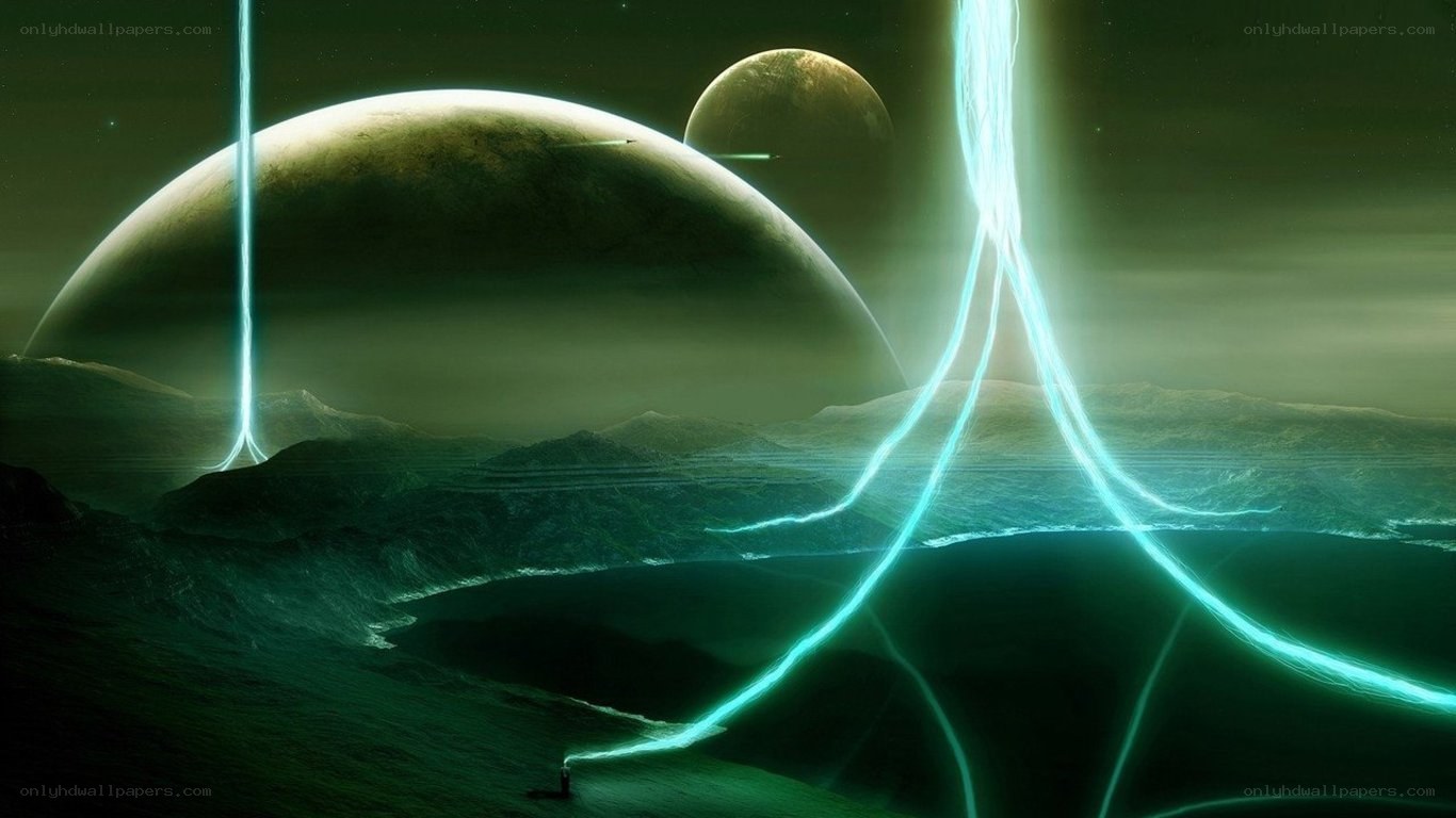 alien planet with glowing energy
