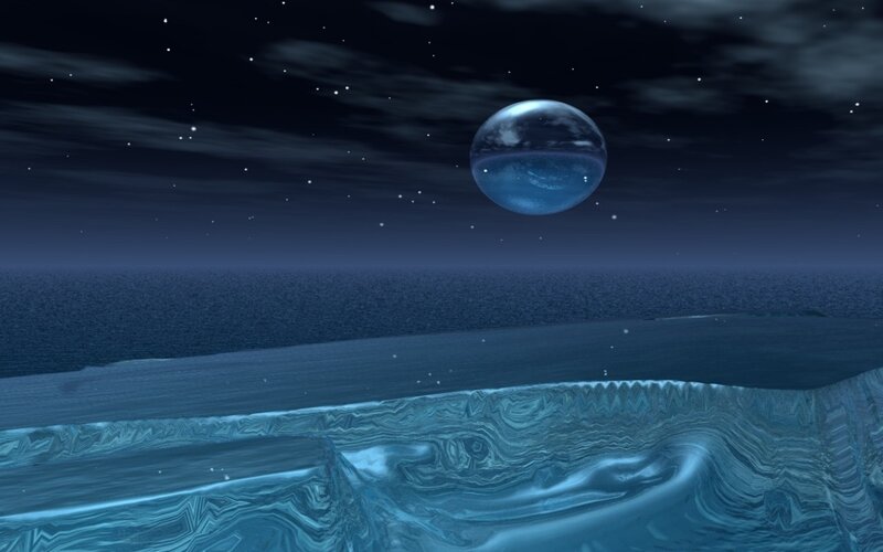alien planet with glowing moon