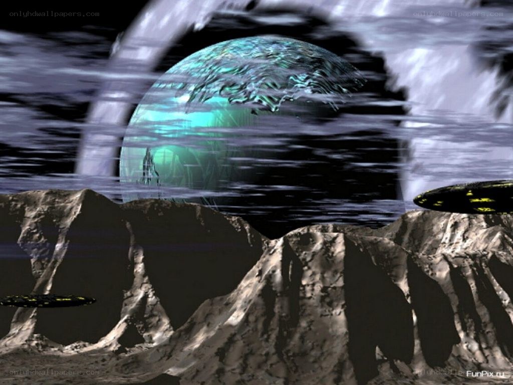 alien planet with glowing sphere
