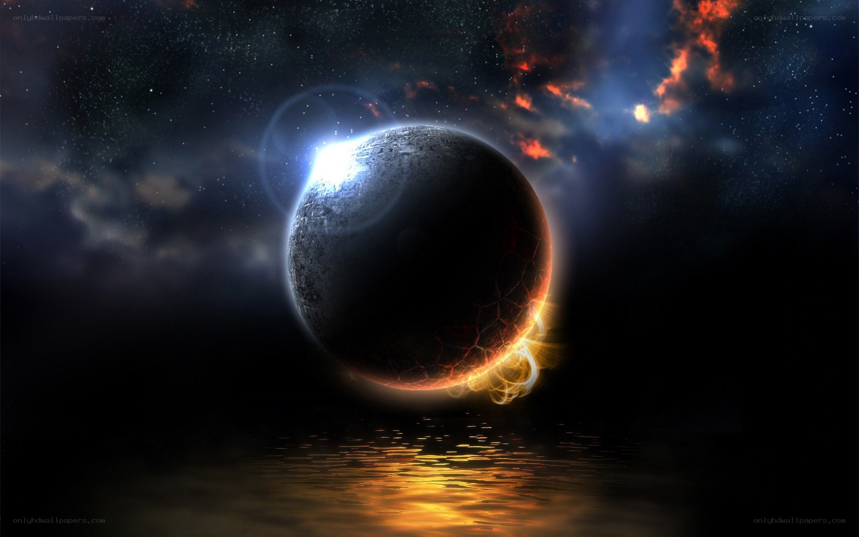 alien planet with glowing surface