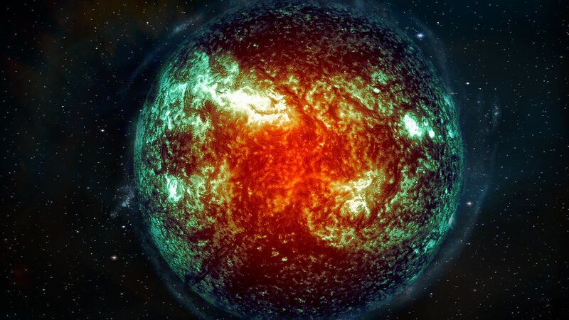 alien planet with glowing surface