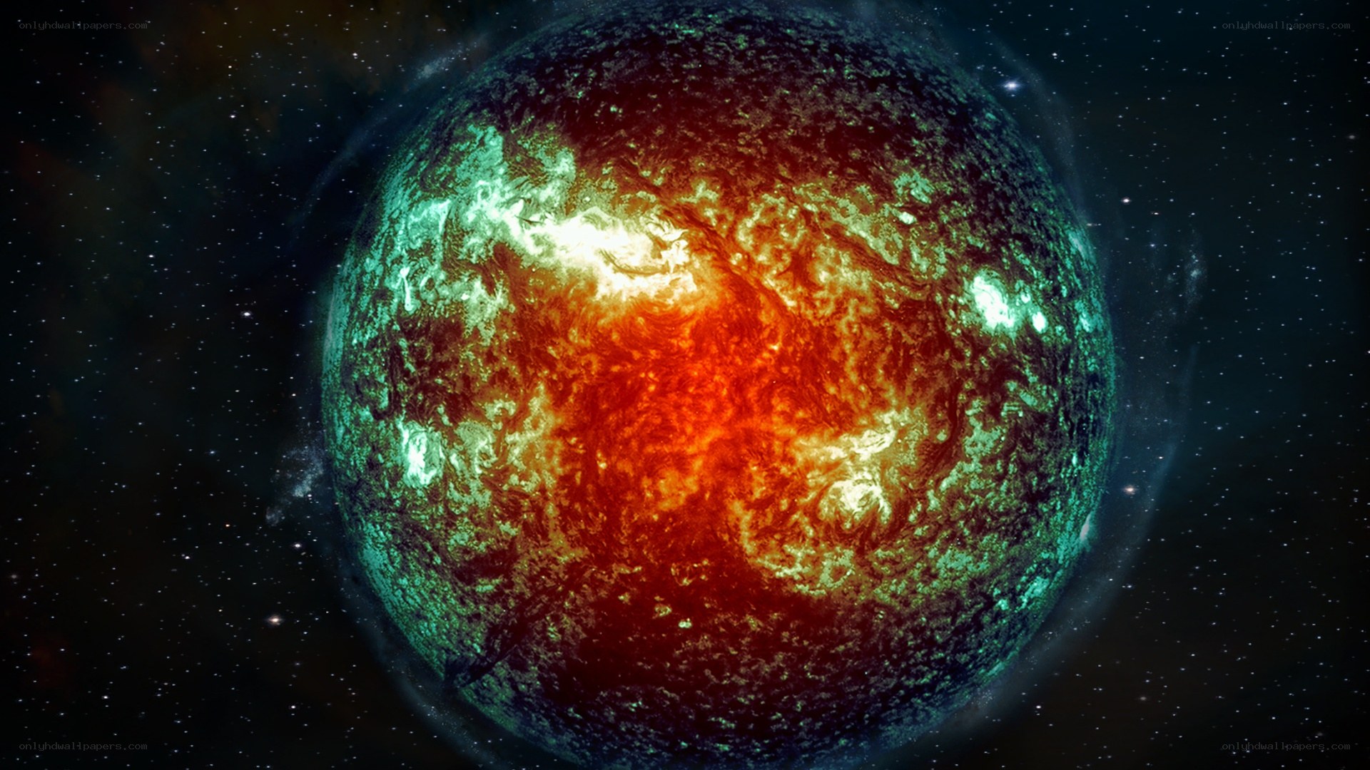 alien planet with glowing surface