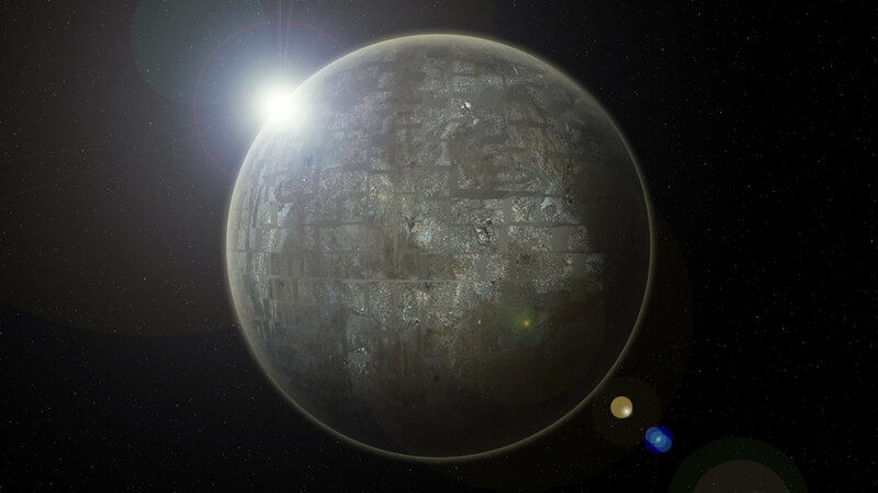 alien planet with grid pattern