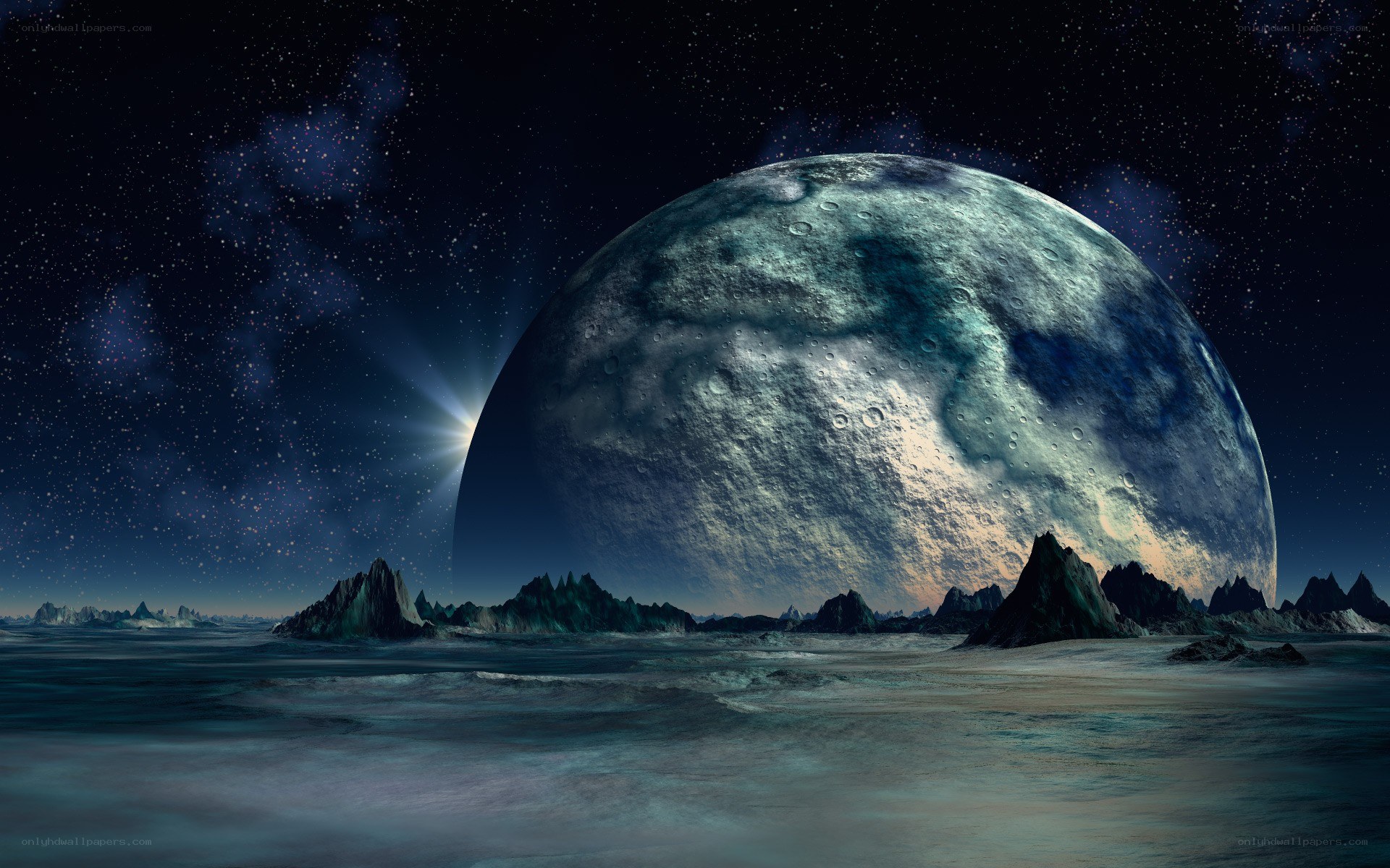 Alien planet with large moon
