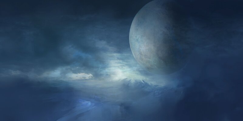 alien planet with large moon