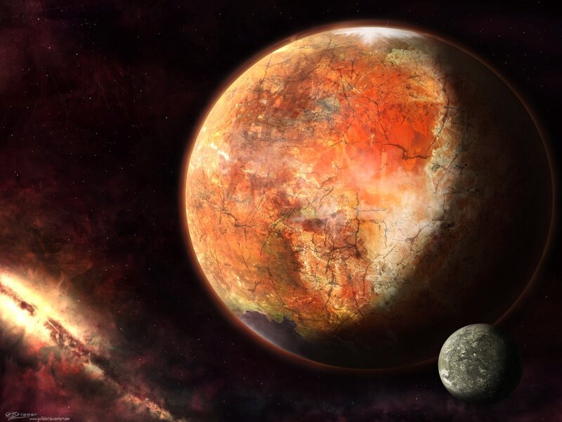 alien planet with moon