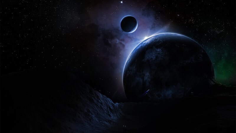 alien planet with moon