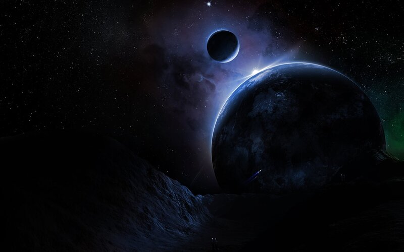 alien planet with moon