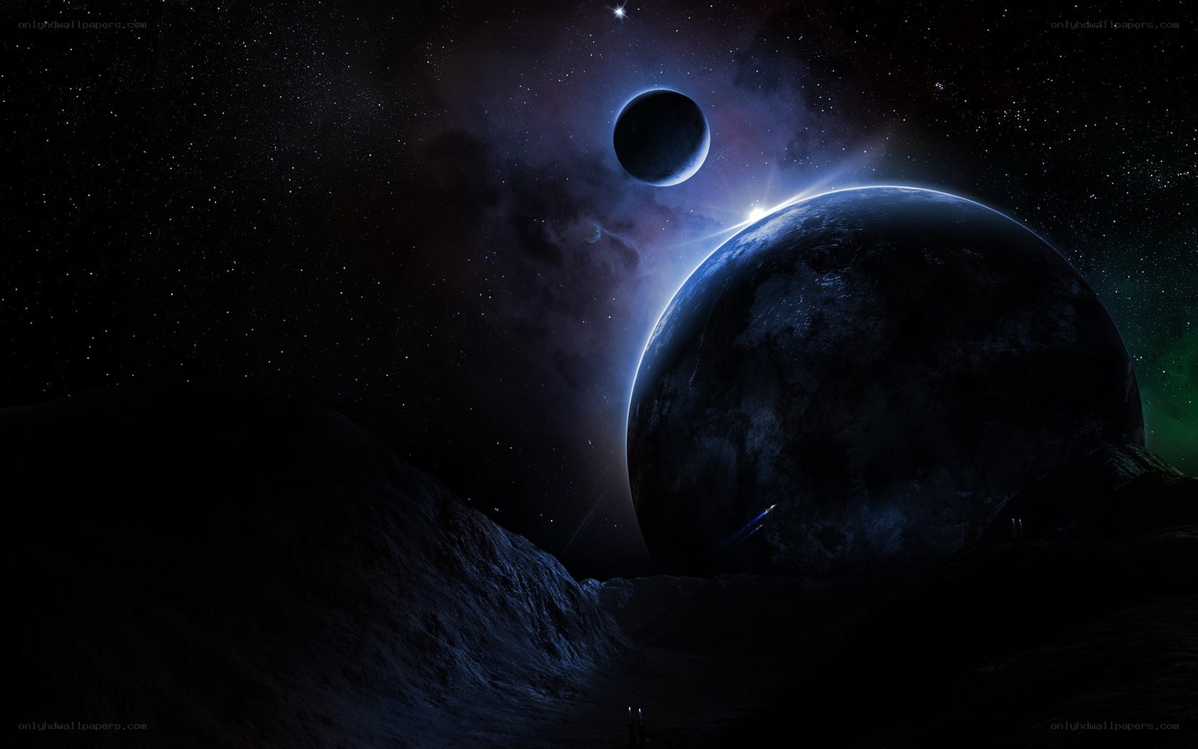 alien planet with moon