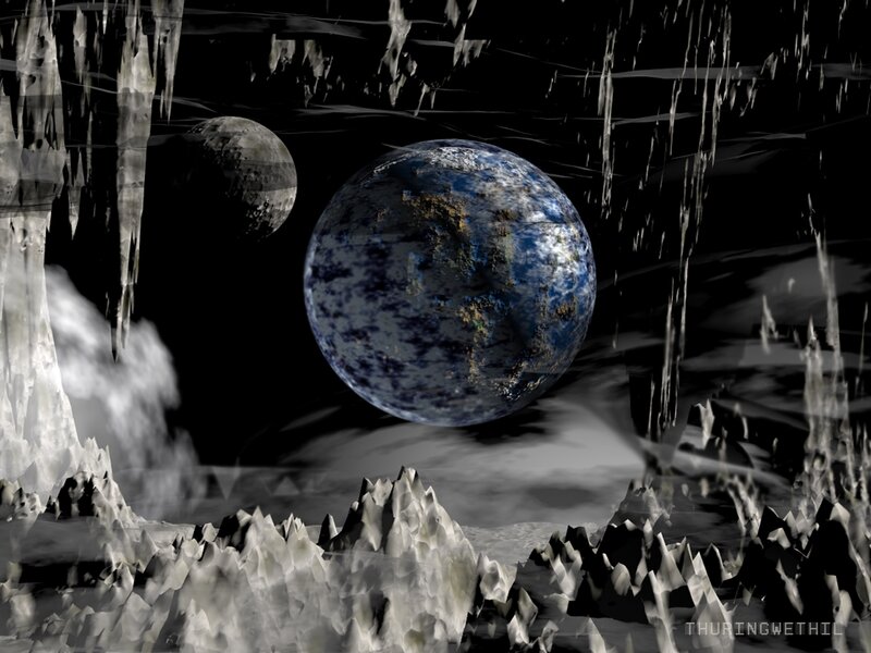 alien planet with moon