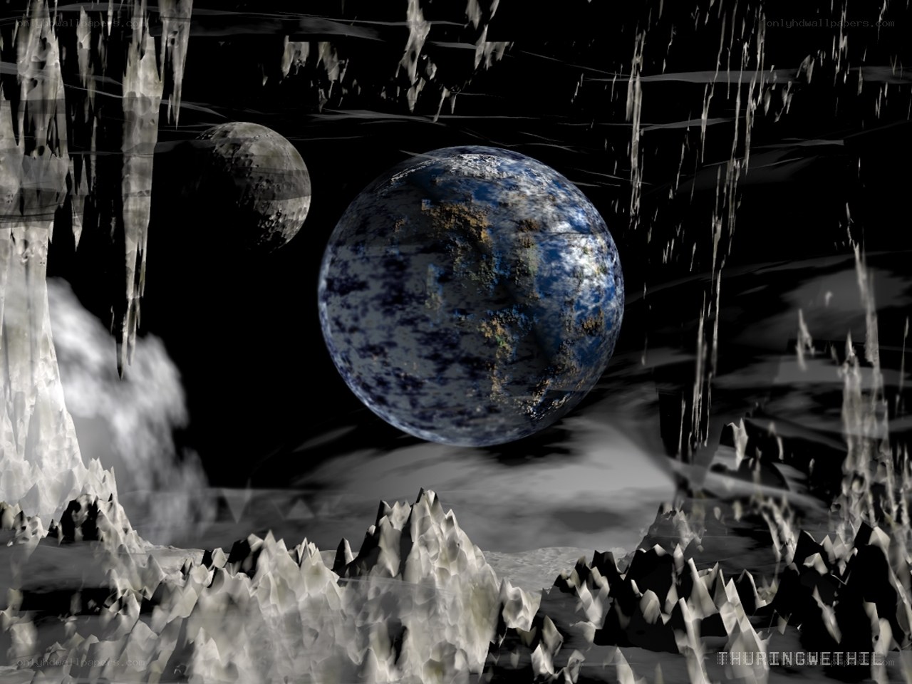 alien planet with moon