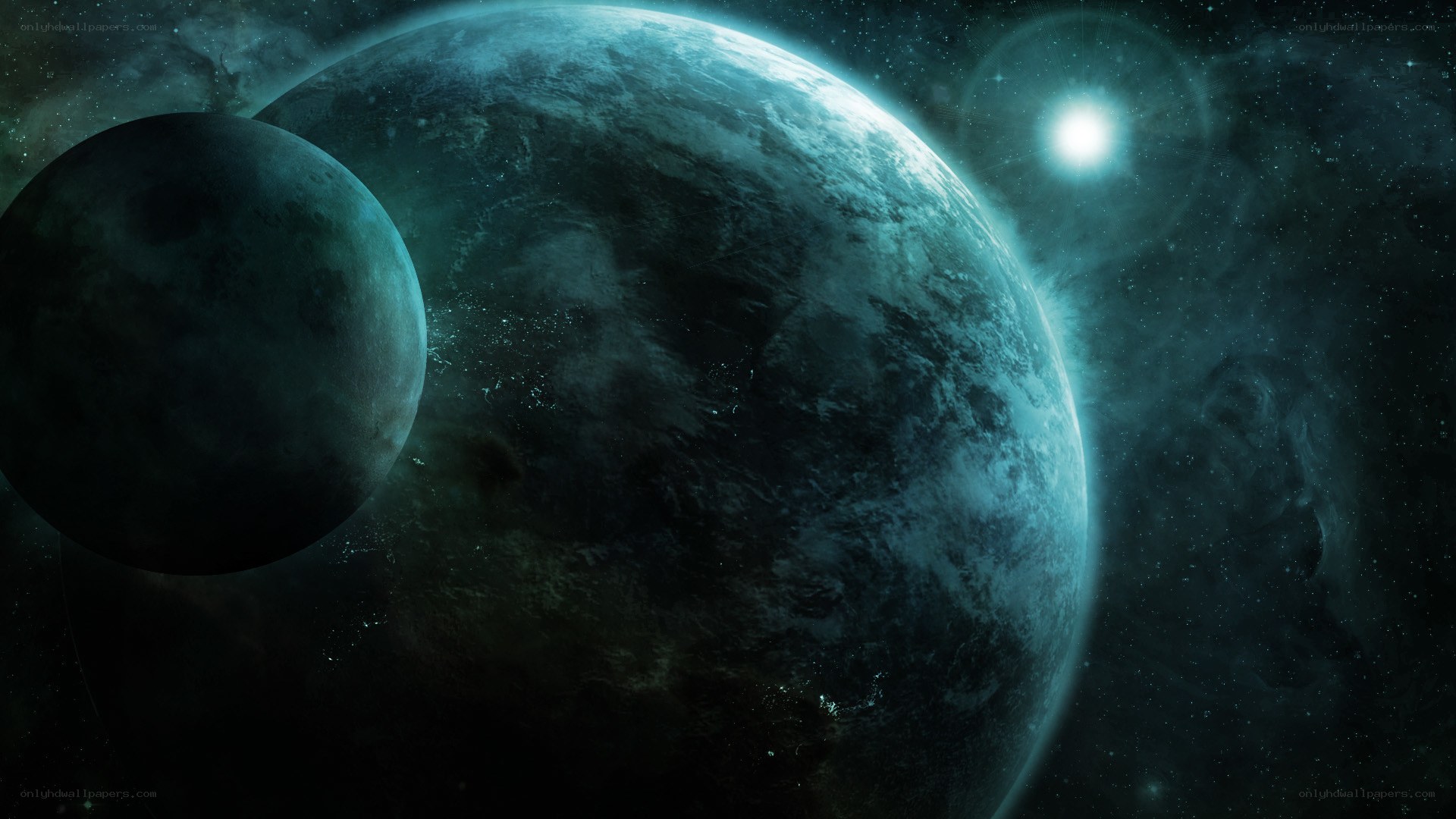 alien planet with moon