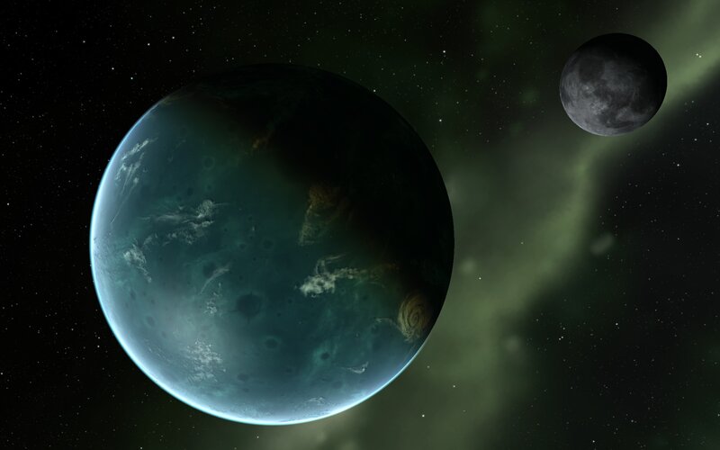 alien planet with moon