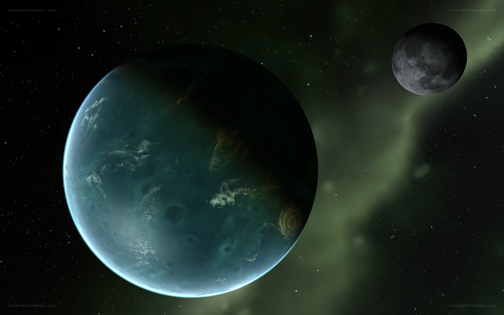 alien planet with moon
