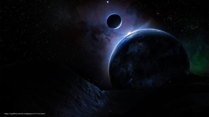 alien planet with moon