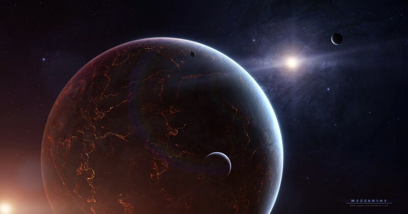 alien planet with moons