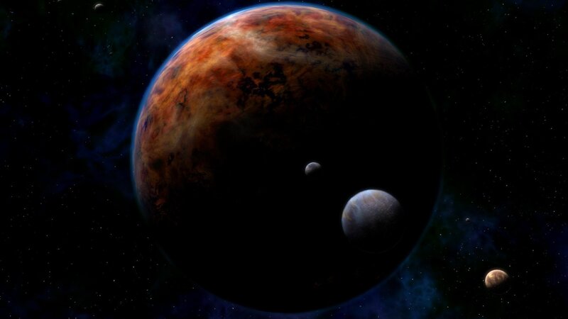 alien planet with moons
