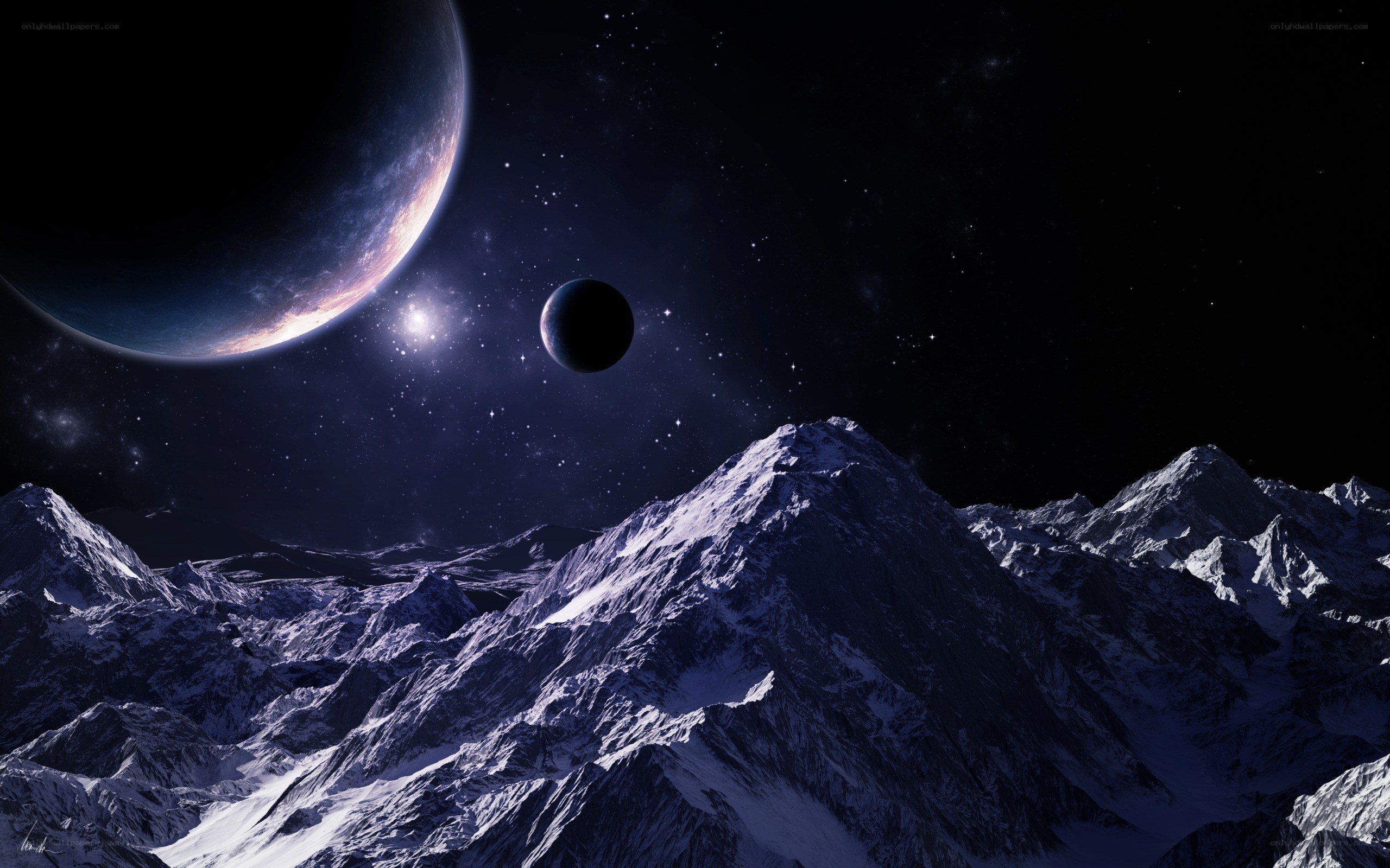 alien planet with mountains