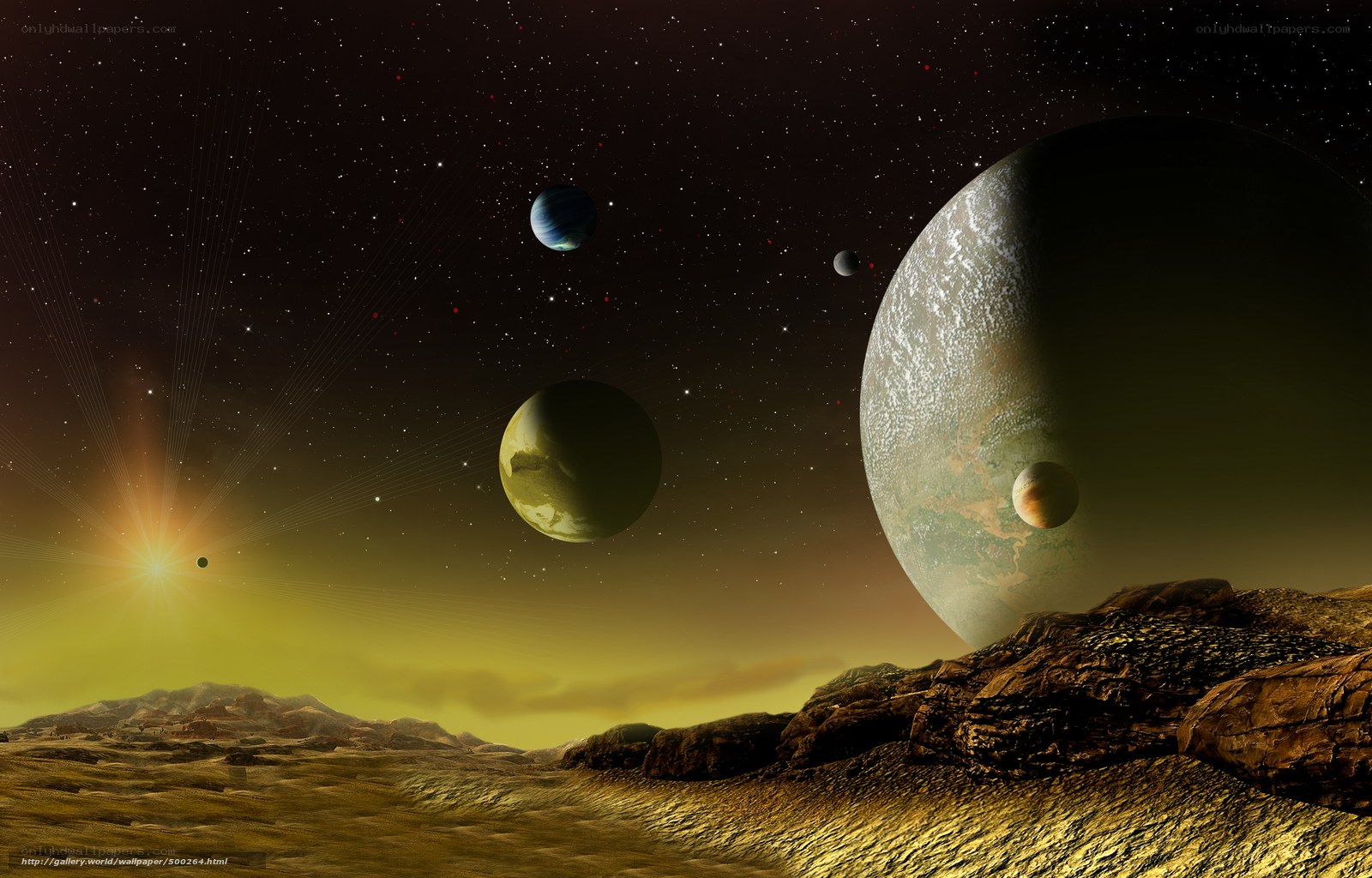 Alien planet with multiple moons