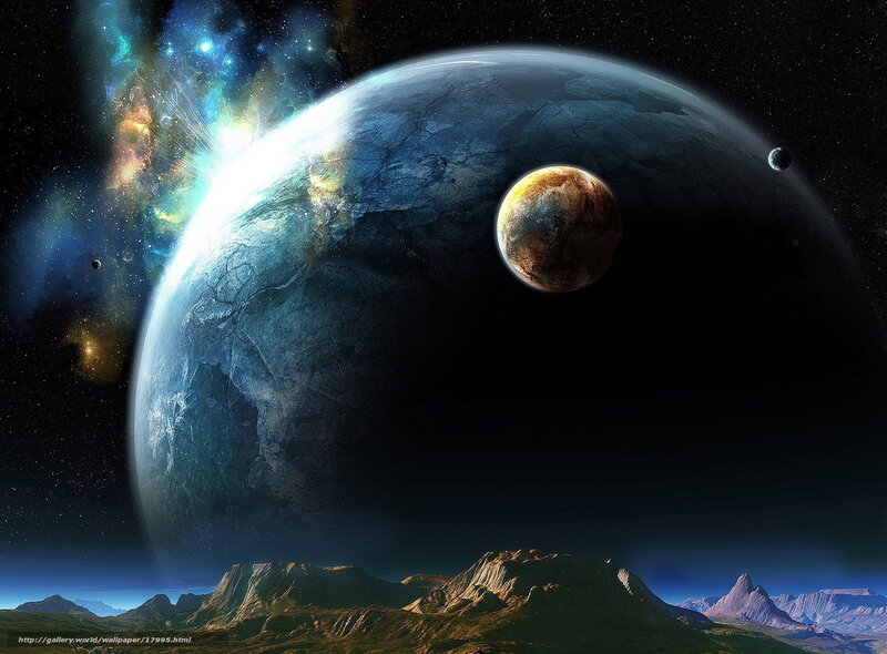 Alien planet with nebula