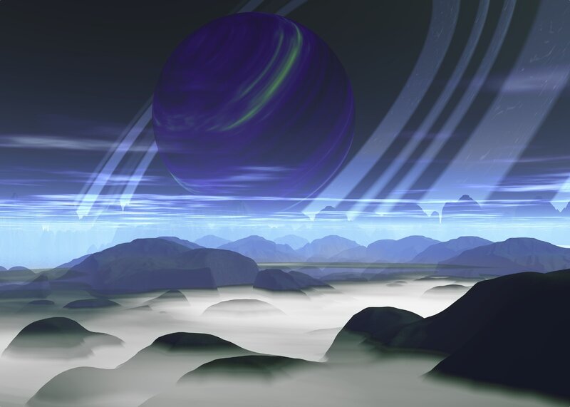 alien planet with purple moon