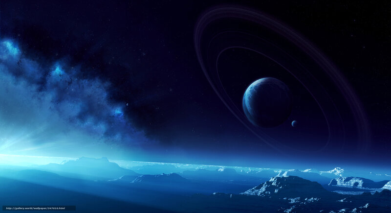 Alien planet with ringed world
