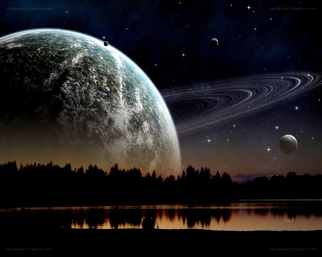 alien planet with rings