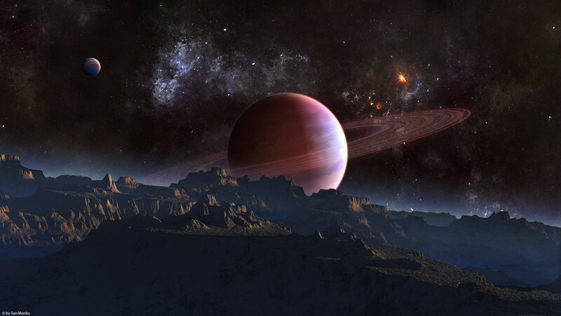 alien planet with rings