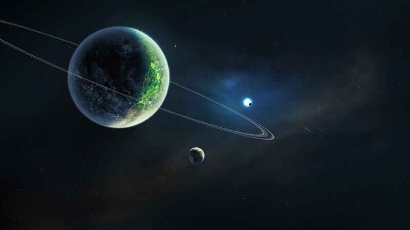 alien planet with rings