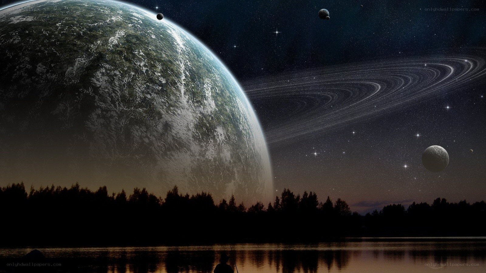 alien planet with rings
