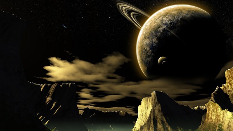 alien planet with rings