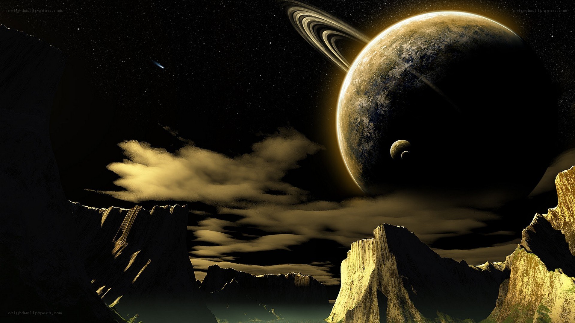 alien planet with rings