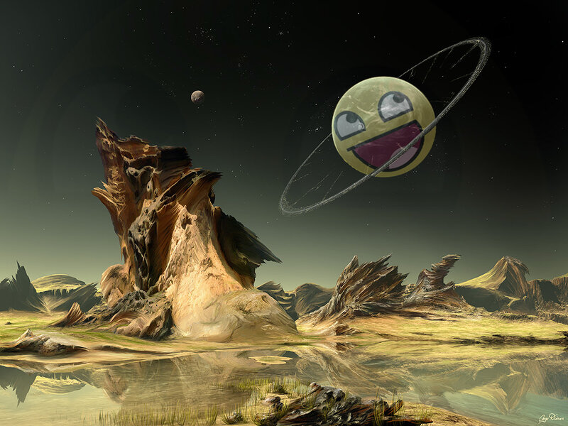alien planet with smiling planet