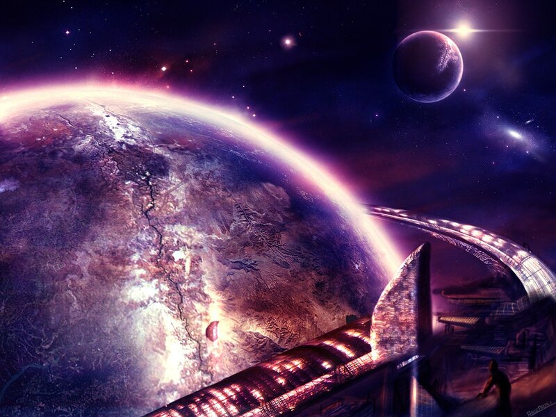 Alien Planet with Space Station