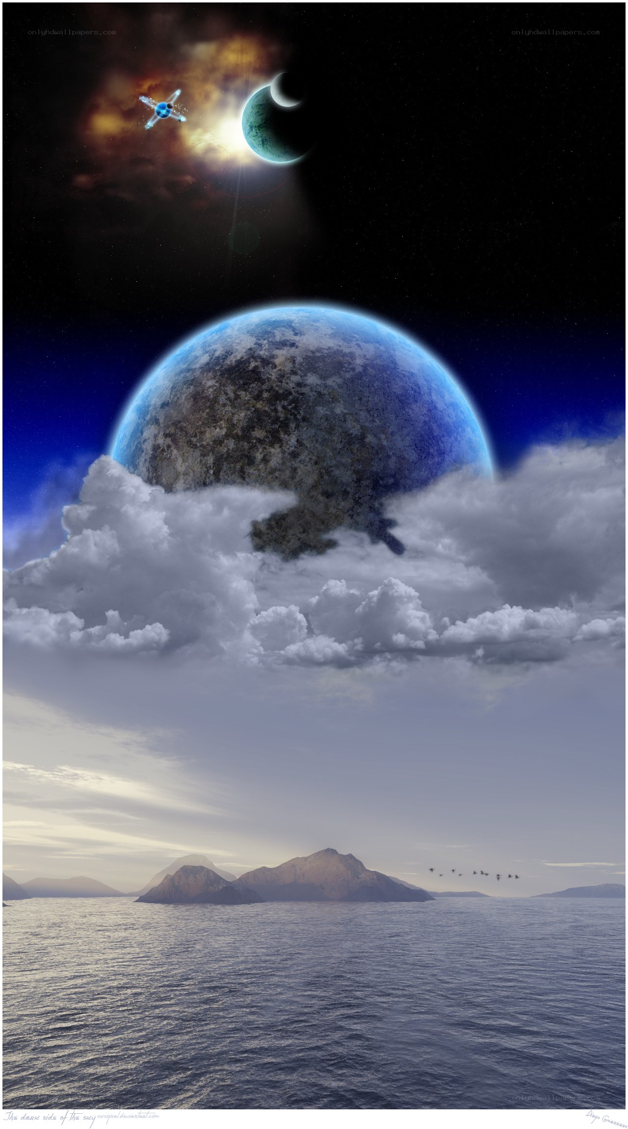 alien planet with spaceship