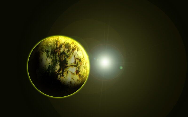 Alien Planet with Star — Yellow