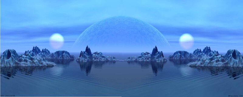 alien planet with three suns