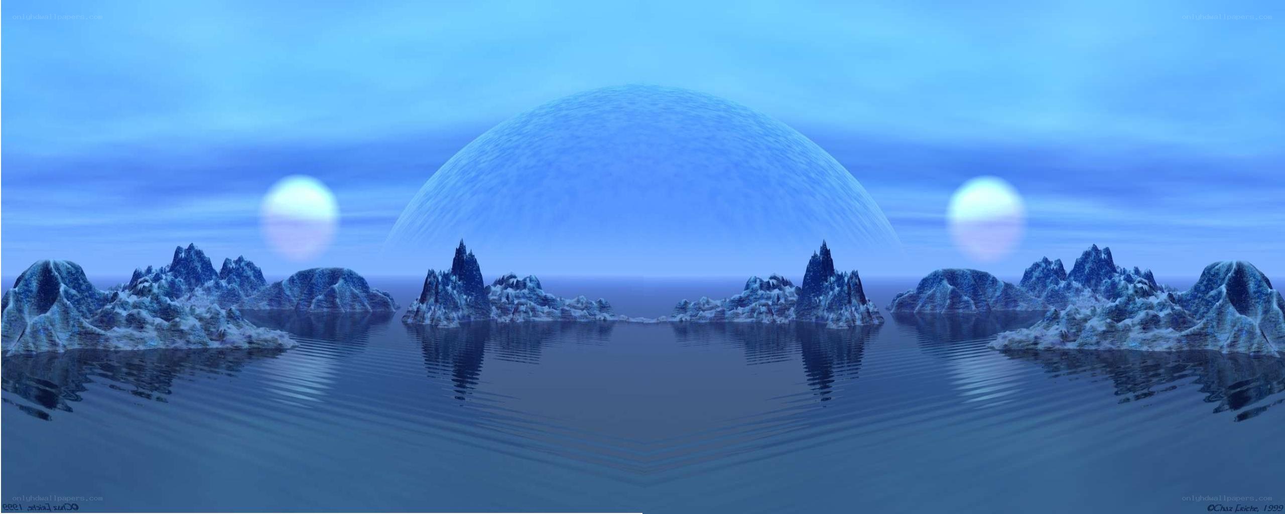 alien planet with three suns