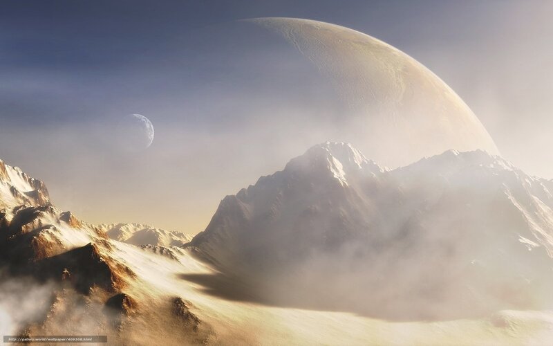 Alien planet with twin moons
