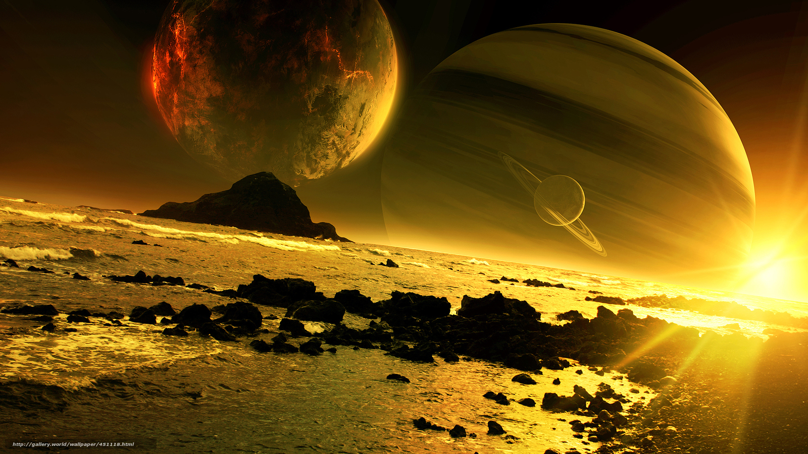 alien planet with twin planets