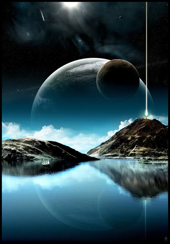 Alien planet with two moons